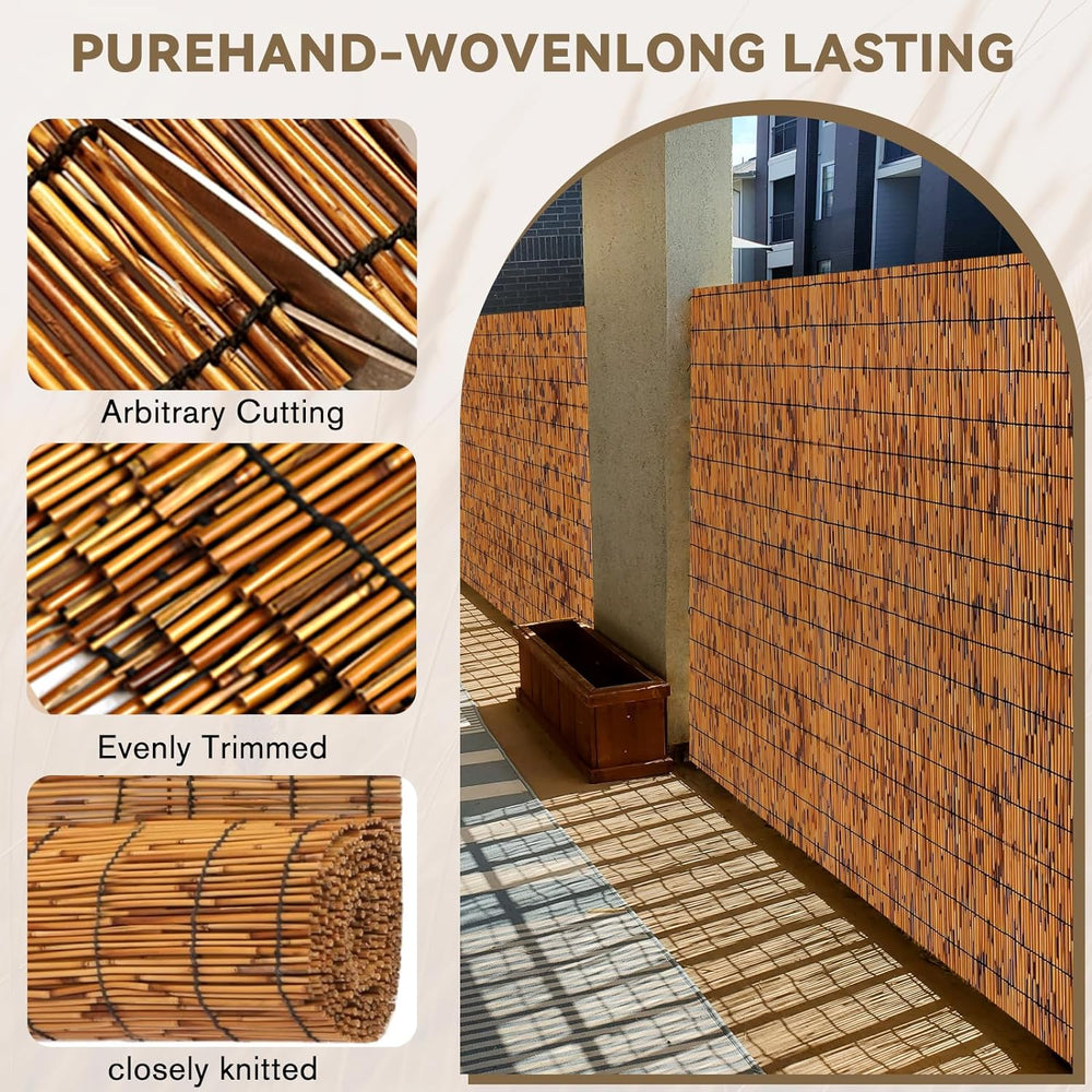 KOIUEYW Reed Fencing Rolls, 4 X 16FT Decorative Bamboo Fencing Roll Reed Scre...