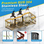 EUDELE 5-Pack Rustproof Stainless Steel Shower Caddy – No Drill Adhesive Bathroom Organizer with Large Capacity, Spacious Shower Shelves for Inside Shower, Kitchen & Home Decor Storage-XL Size