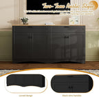 Ball & Cast Farmhouse TV Stand with 2 Drawers for TVs up to 70",Wood Grain Sideboard Buffet Cabinet w/Rustic Handles and Adjustable Shelf,Entertainment Center for Living Room,Bedroom,Black