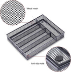 WuGeShop Office Desk Drawer Organizer, 5 Compartments Mesh Drawer Organizer Tray for Storage Art Supplies, Stationery, Black