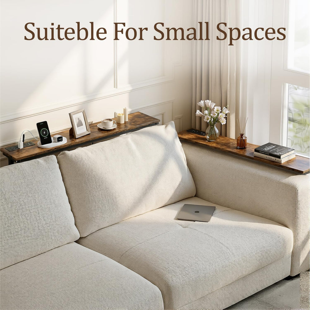 2 Pack Behind Couch Table with Charging Station, 78.8" Long Narrow Sofa ...