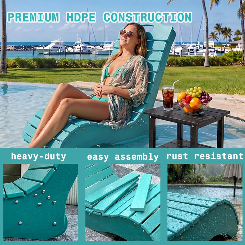 Pool Lounge Chair, S Shape HDPE in-Pool Chaise with Wheels, Patio Outdoor Lou...