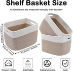 3 Pack Woven Baskets,Storage Baskets for Shelves with Handles | 13.5"×11"×9.5" Closet Baskets, Nursery Organizer for Toys Towels Books, Storage Bin for Living Room Bedroom (White&Brown)