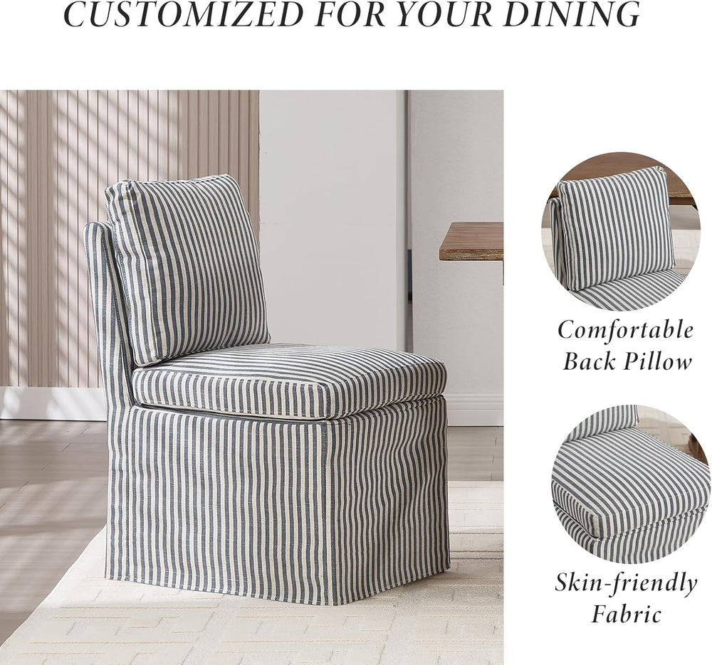 Kmax Slipcovered Dining Chairs Set of 2, Modern Upholstered Armless Kitchen C...