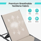 Amopatio Outdoor Lounge Chairs Poolside Chaise Lounge for Patio Set of 2 | with Side Table Foldable Stackble Fully Assembled Weather Resistant 5-Position Adjustable Backrest 400LBS Capacity