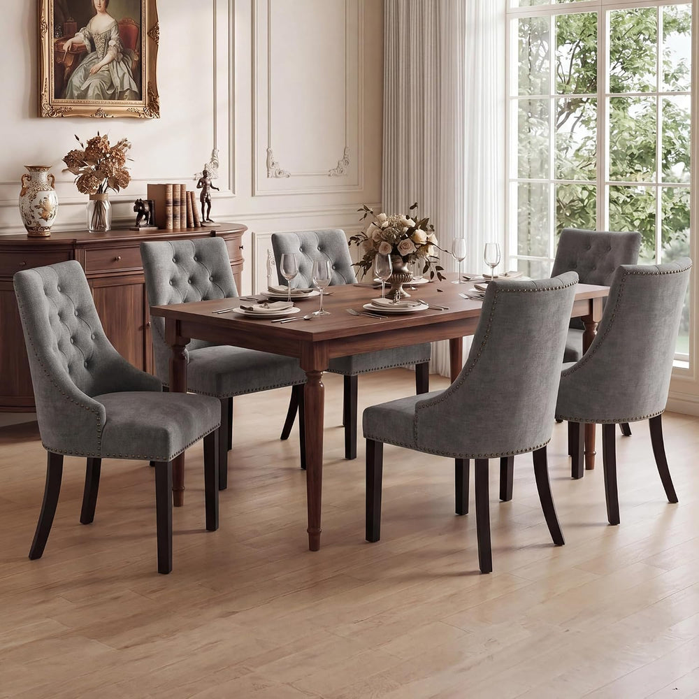 LSSBOUGHT Tufted Dining Chairs Set of 2, Modern Upholstered Accent Chairs wit...