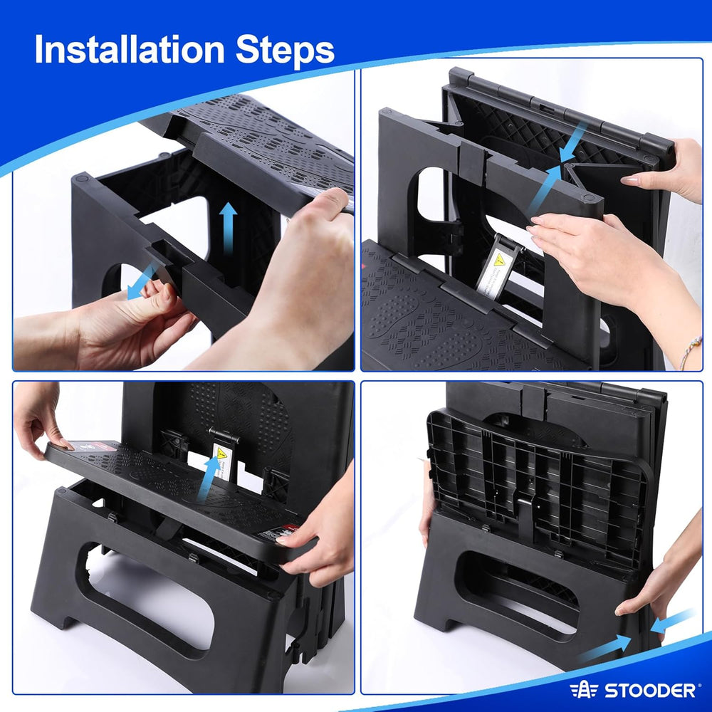Folding Step Stool, 2-Step 8" 17", Non-Slip, 300lb Capacity | No As...