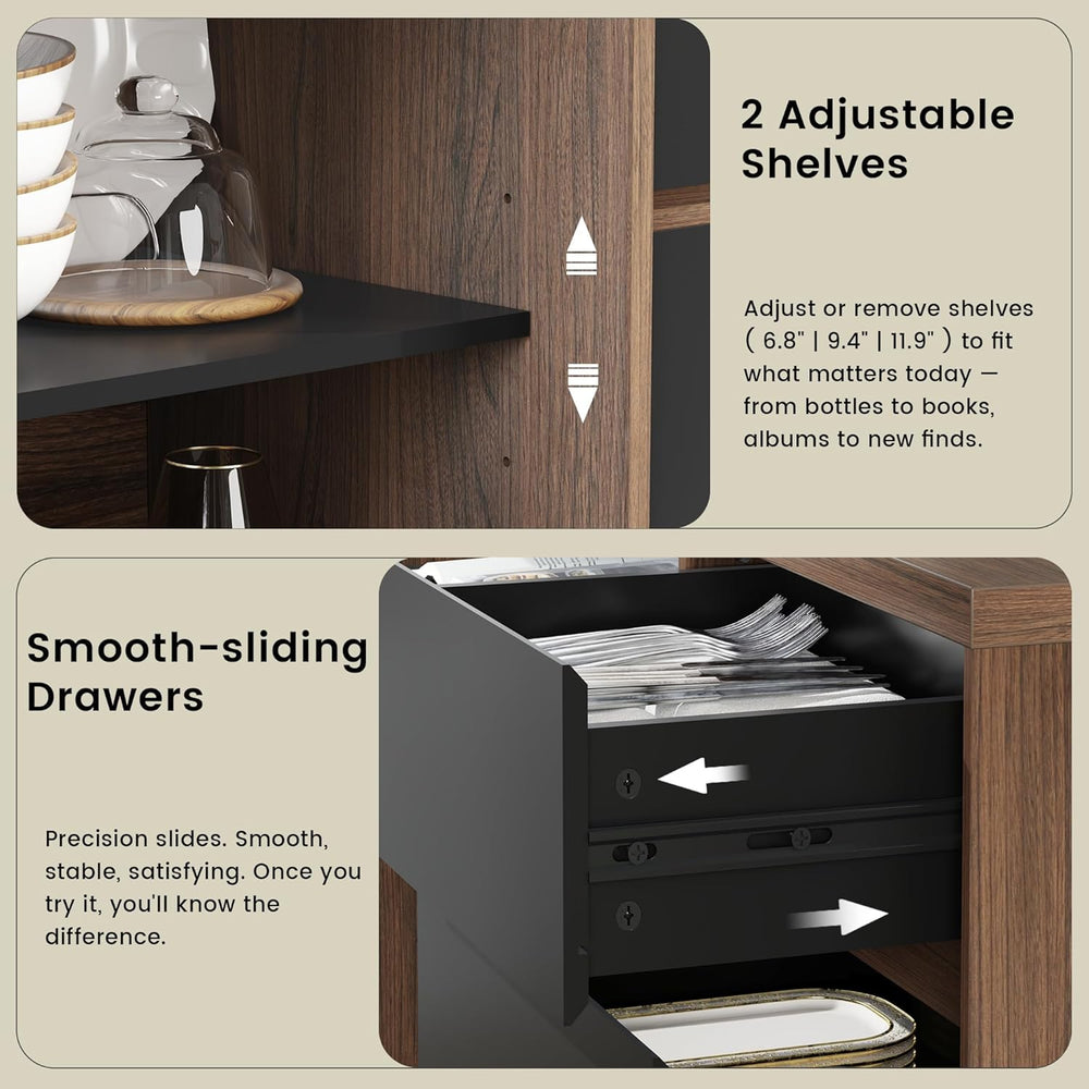ModernMate 60" File Cabinet with 3 Drawer, Large Storage Sideboard, Fili...