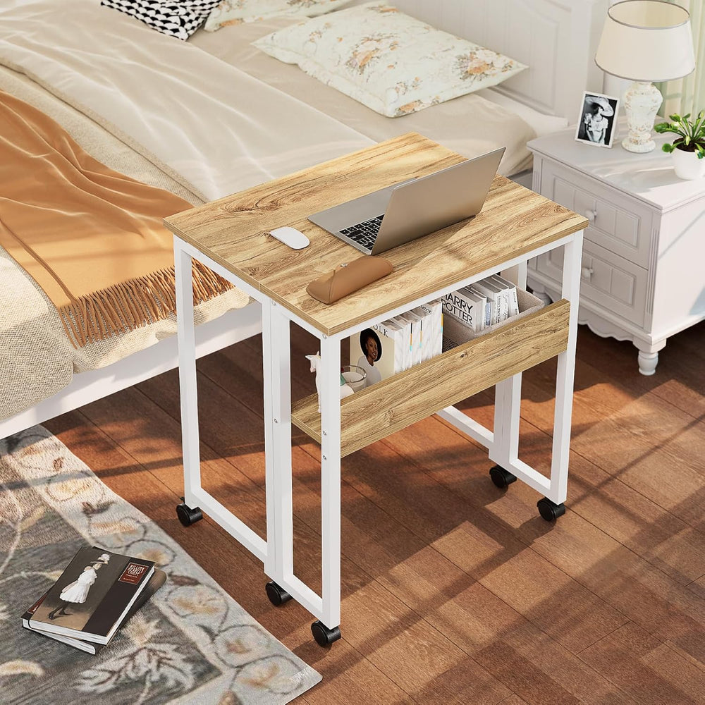 GreenForest Folding Desk with Wheels, 24.8 Inch Compact Rolling Computer Tabl...