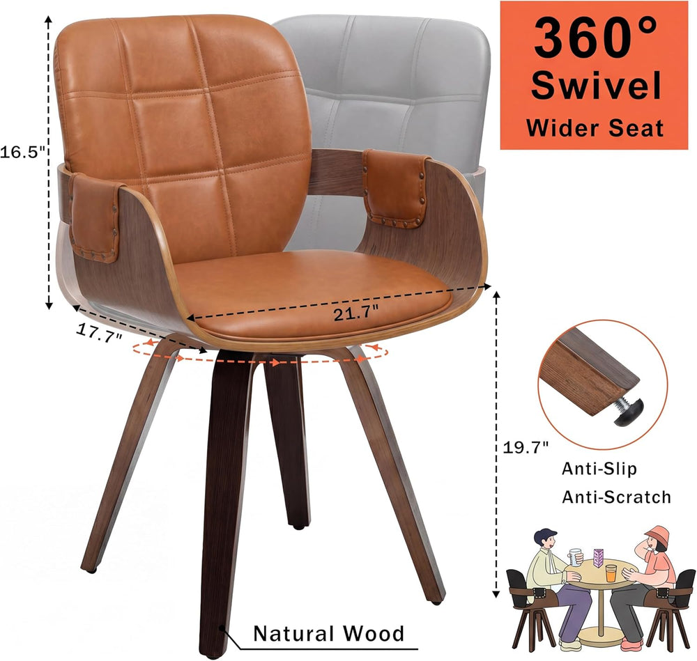 Mid Century Modern Swivel Dining Chair with Arms, Walnut Desk Chair | Walnut ...