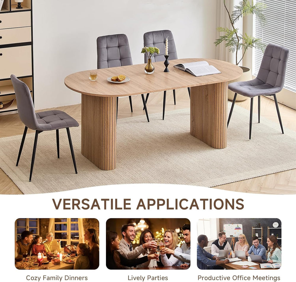 70.8" Modern Dining Table for 6 8 People Farmhouse Kitchen Dinner Table ...