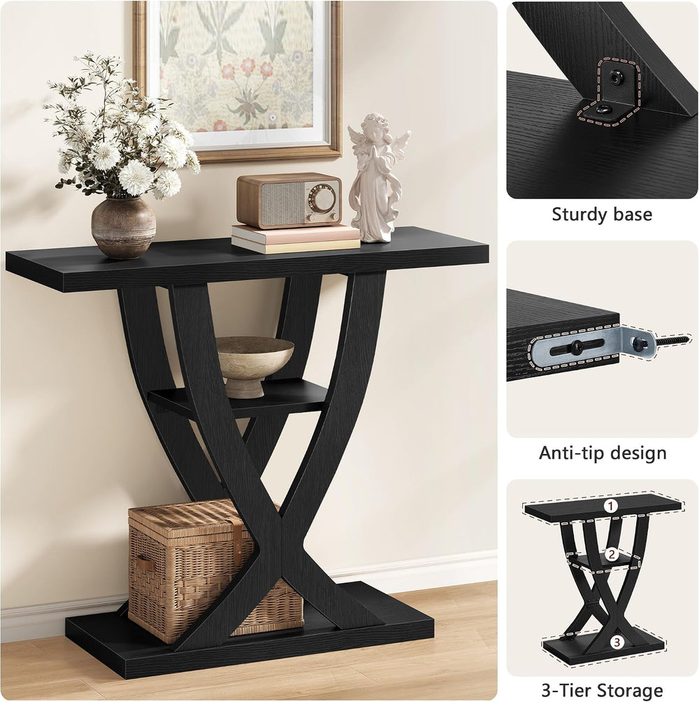FAVOOSTY Entryway Table, 3 Tier Hallway Table, Console Tables for Living Room...
