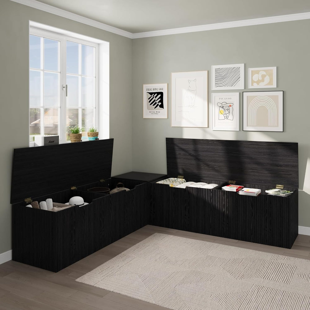Bobve L-Shape Storage Bench with Cushion, Backless Corner Dining Bench, Kitch...