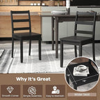 NAFORT Wooden Dining Chairs Set of 6, Black Kitchen Chairs with Solid Rubber Wood Legs, Non-Slip Foot Pads, Max Load of 400 Lbs, Farmhouse Seat Ladder Back Dining Room Chairs