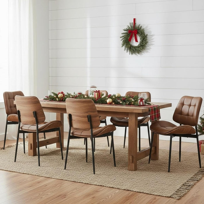 Mid Century Modern Dining Chairs Set of 6, Brown