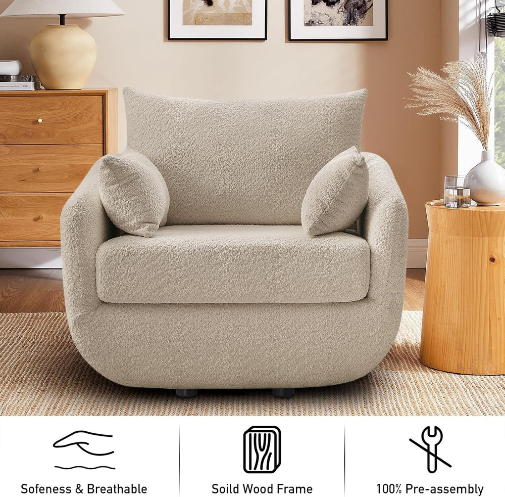 360° Swivel Accent Armchair, 39.3" Oversized, Sherpa Boucle Fabric Sofa ...
