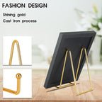 Decolore 6 Inch 5 Pack Gold Metal Display Stands Plate Stand Display Stands for Picture, Decorative Plate, Book, Photo Easel, Artistic Work