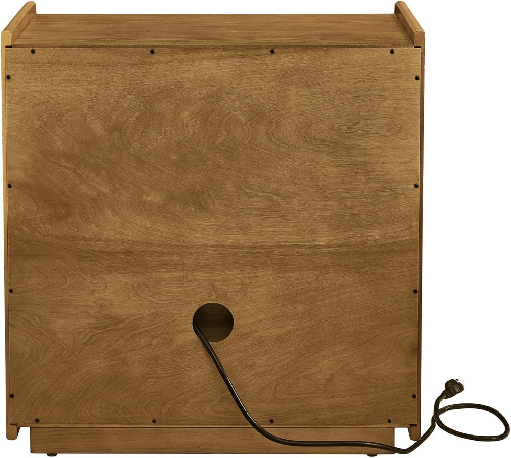 Mid Century Modern Nightstand with Charging Station & Outlet Hole & 2...