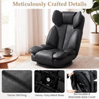 Giantex 360° Swivel Floor Gaming Chair, Folding Lazy Lounger Couch with 6-Position Adjustable Backrest & Sponge Filling, Lazy Sofa Lounge Chair, Video Gaming Chair for Reading, Relaxing (Black)