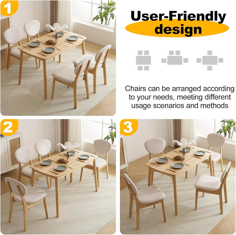 Karl home 5-Piece Dining Table Set for 4, Solid Wood Frame, Nature | Mid-cent...