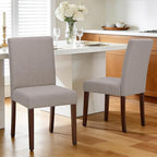 Upholstered Dining Chairs Set of 6 - Line Fabric Modern Farmhouse Kitchen Chairs,Mid-Back Dining Room Chairs with Wooden Legs