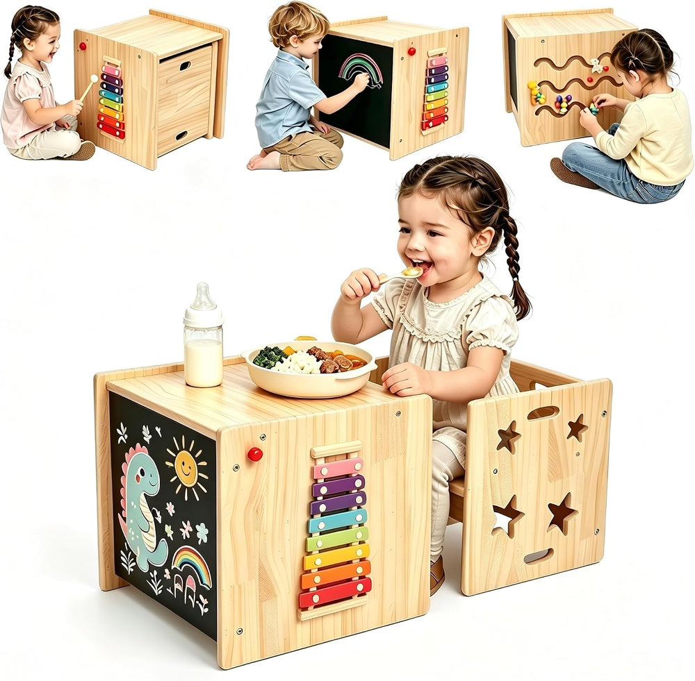 Montessori Weaning Table and Chair Set for Toddlers Age 1-3, Multi-Sensory | ...