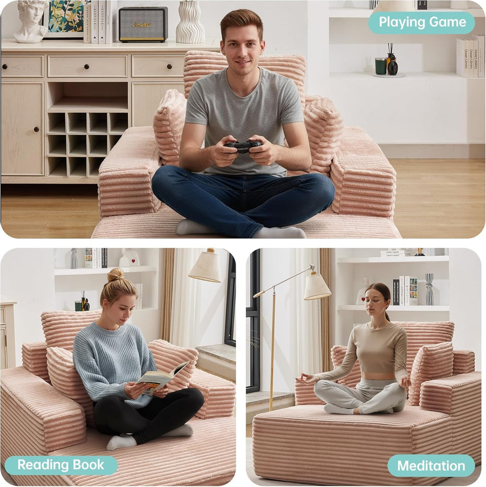 Boneless Chaise Lounge Chair, 54" Oversized Cloud Couch Sofa with Deep S...