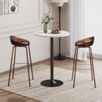 Flamaker Round Bistro Pub Table Modern Style Metal Base MDF Top Cocktail Bar Table Counter Bar Height for Pub, Dining Room, Party (2, White-Black)