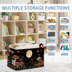 Mushroom Moon Storage Baskets,Butterfly Plants Foldable Organizer Bin with Handles for Home Living Room Bedroom Closet Box 17x11.5x10Inch