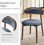 HULALA HOME Dining Chairs Set of 4 Mid-Century Modern Fabric Upholstered Dining Room Chairs Kitchen Side Chair with Open Curved Back, Walnut Rubber Wood Legs, Dinner Chairs for Living Room, Admiral