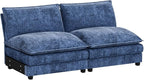 Homall Modular Sectional Sofa, Sofa Couch with Reversible Ottoman, DIY Combination Chenille Deep Seat Cloud Couch for Living Room, Apartment (Dark Blue, 2-Seat)
