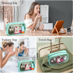 YOOLIFE Initial Clear Makeup Bag | Travel Clear Makeup Bag | Travel Beach Toiletry Bag | Car Organizer Essentials for Women | Teacher Birthday Gifts Christmas Stocking Stuffers Blue K