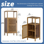 HITNET Bathroom Cabinet, Bamboo Floor Cabinet Free Standing, 4 Tier Sofa Side Storage Cupboard for Living Room Kitchen Bedroom, Walnut