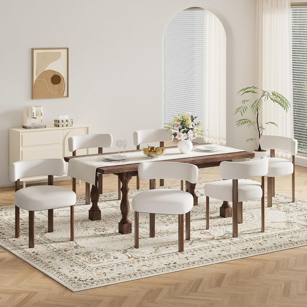 Wooden Dining Chairs Set of 6, Upholstered Kitchen Chairs with Solid Wood Leg...