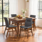 SyMax Dining Chairs Set of 4, Faux Leather Dining Room Chairs with Stitched Edge Trim, Modern High-End Kitchen Side Chairs for Bedroom, Living Room, Ash Gray