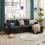 TYBOATLE Black Couch Sectional Couches w/Side Pockets for Living Room, Comfy Faux Leather Modular Convertible L Shaped Sofas with USB & Ottoman, Leather Sectional for RV Apartment Office