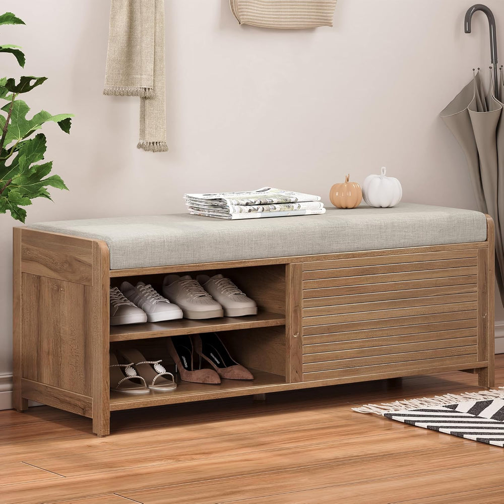 Ball & Cast Entryway Storage Bench with Shutter Doors, 43.3" Wooden ...