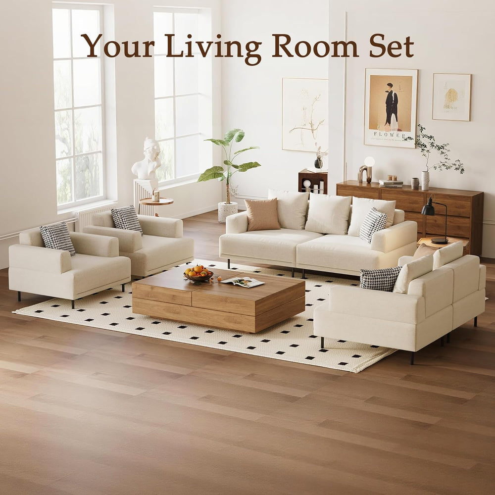79" Modern Fabric Couch,Cloud Sofa with Low Back for Living Room