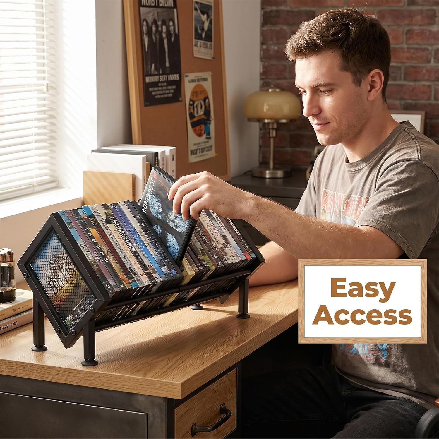 PUTNATRURE DVD Blu ray Rack, Expandable Media Shelf Holds 36 DVD Cases, Compact Display Organizer for Video Games and Movies, Black