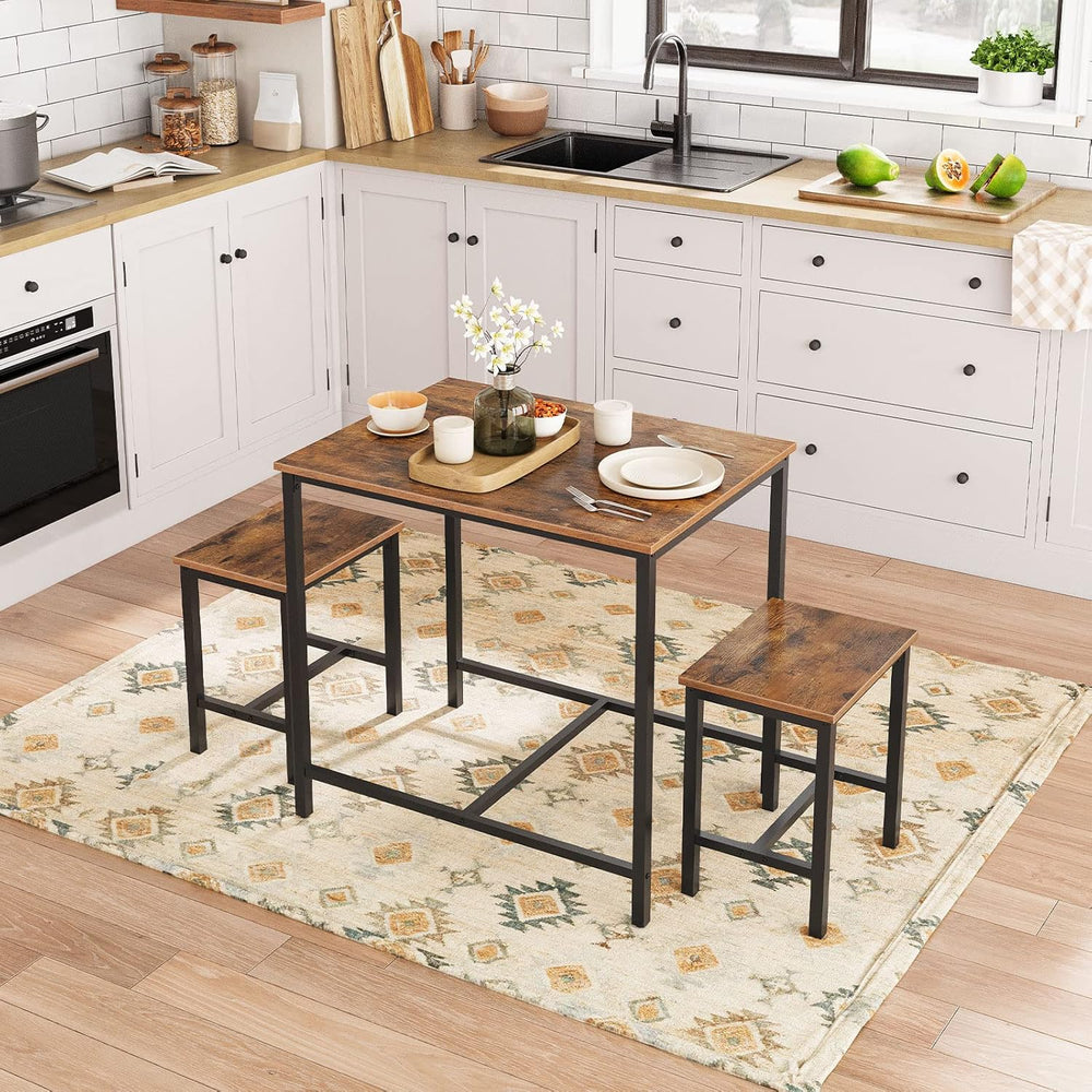 HOOBRO 3-Piece Industrial Dining Table Set, Kitchen Table, Space Saving Dinet...
