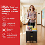 dbest products Quik Cart 360 Rolling Crate with Wheels - Collapsible Utility Cart for Teachers & Home - Heavy Duty Folding Cart with Seat - 80 lb Capacity - Black