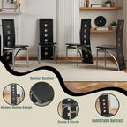 Karl home Modern Hollow Dining Chair Set of 4, Black Dining Chairs with PVC Backrest & Leather Cushion, Dining Chair for Kitchen & Dining Room, 300lbs Weight Capacity