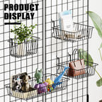 11.8" L x 5.9" D x 5.9"H - 6 pcs Black Wire Baskets for GridWall and SlatWall - Merchandiser Baskets,Grid wall Shelves Hanging Wire Basket Multi Function Storage Organizer