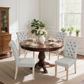 CHUN YI Dining Chairs Set of 4, Button Tufted Upholstered Fabric Dining Room Chairs with Solid Wood Legs and Curved Back, Parsons Side Chairs for Kitchen, Light Grey