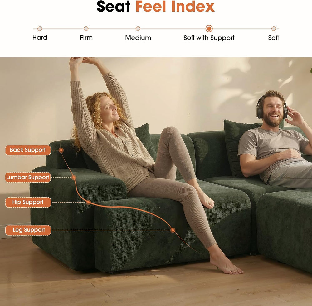 84" Modular Loveseat Couch, 60" Deep Seat Boneless Sofa with Ottoman