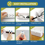 Power Strip Cover Box - Effectively Baby Proofs Power Strip with Patented Dual Lock. Convenient Side Openings for Cords & Cables. Protects Small Hands & Fingers