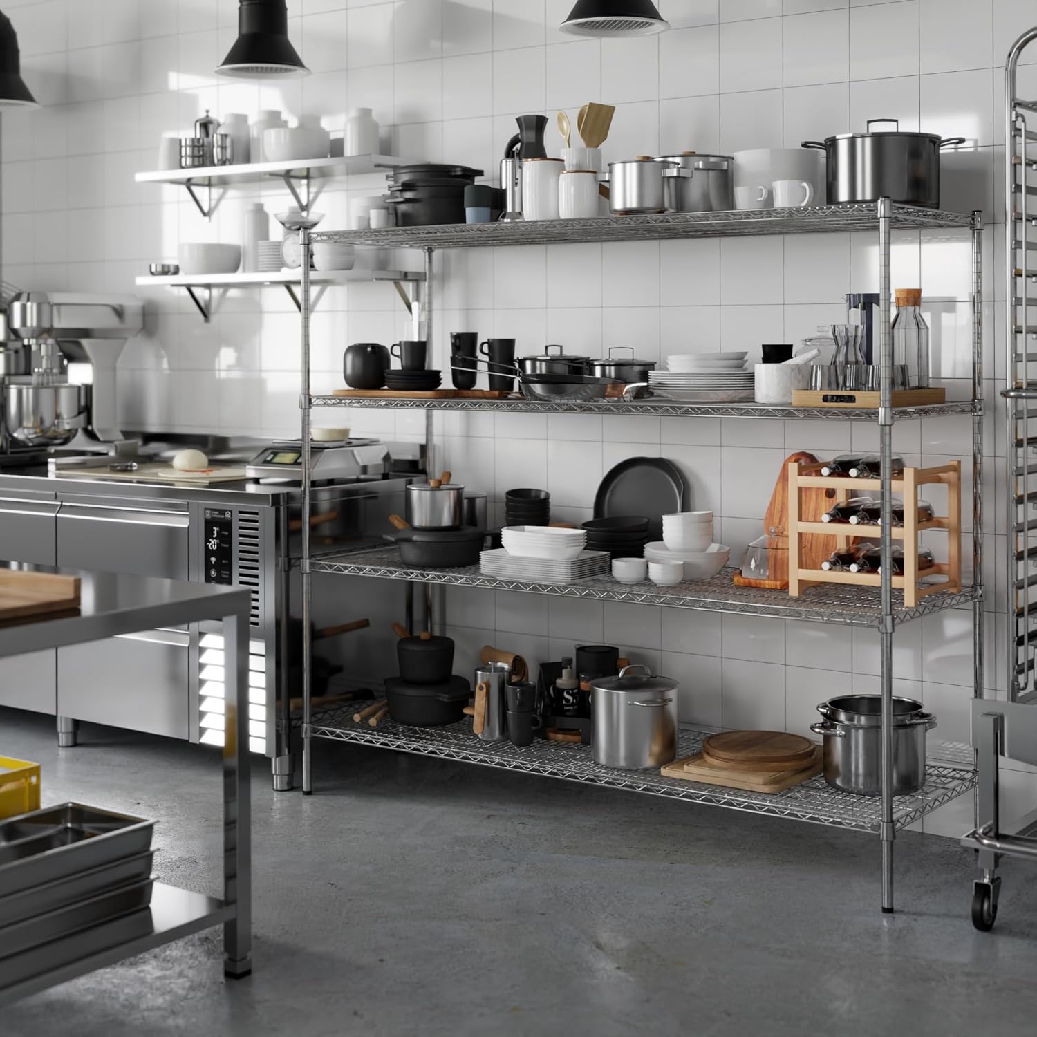 24" Deep x 72" Wide x 64" Height Wire Shelving Kit | 4-Tier | NSF Commercial Storage Rack Unit