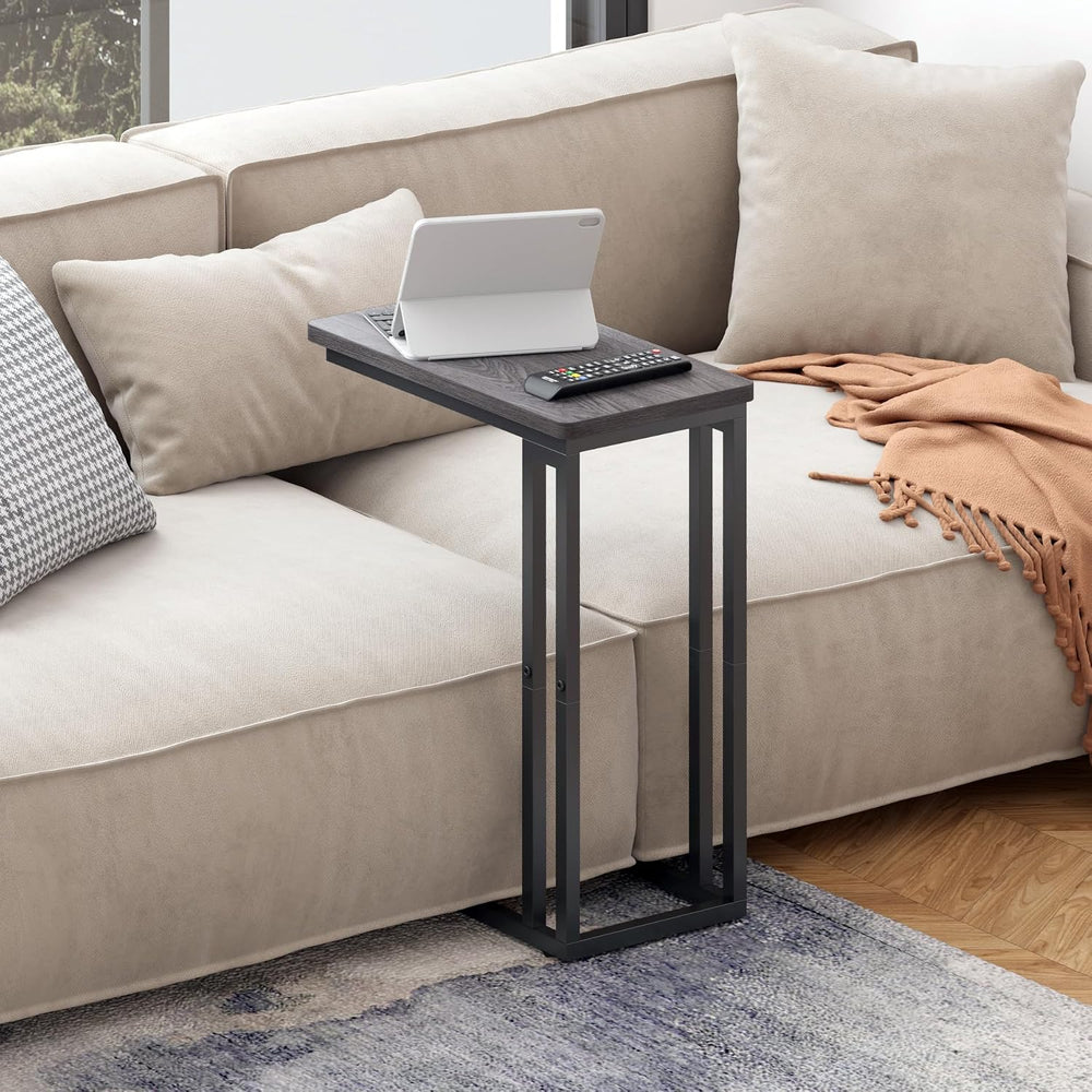 Yusong C Shaped End Table - Slide Under Sofa Couch Bed, Small Table for Small...
