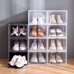 Attelite Shoe Box Organizer,Set of 6,Stackable Plastic Shoe Box with Clear Door, Shoe Storage Box Containers,For Display Sneakers,Easy Assembly,Fit up to US Size 12(13.4”x 10.6”x 7.4”)
