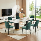 Upholstered Dining Chairs Set of 6 Modern Kitchen Chairs Chenille Fabric Dining Room Chairs High-Back Padded Dining Chairs with Metal Legs for Kitchen Dining Room Restaurant Cafe Hotel, Green
